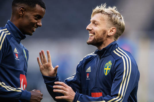 Alexander Isak and Emil Forsberg of the Swedish national