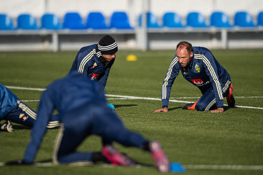 Andreas Granqvist (R) of the Swedish national football team