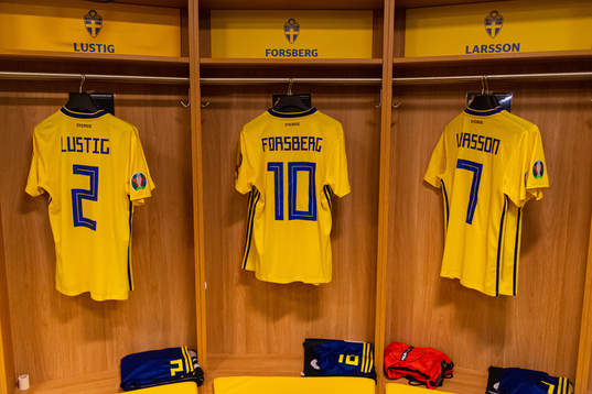 Jerseys of Mikael Lustig, Emil Forsberg and Sebastian