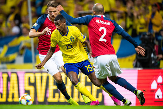 goalkeeper Robin Olsen of Sweden clears the ball