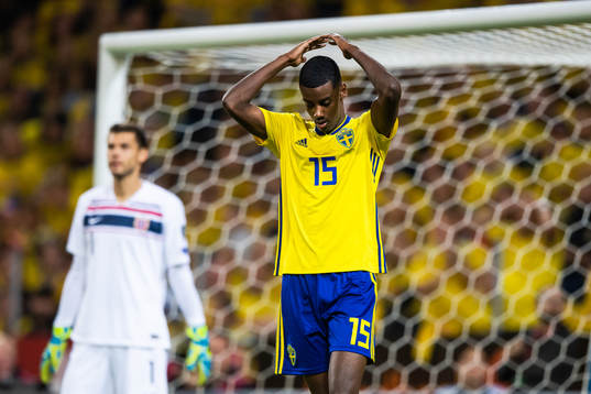 Alexander Isak of Sweden looks dejected