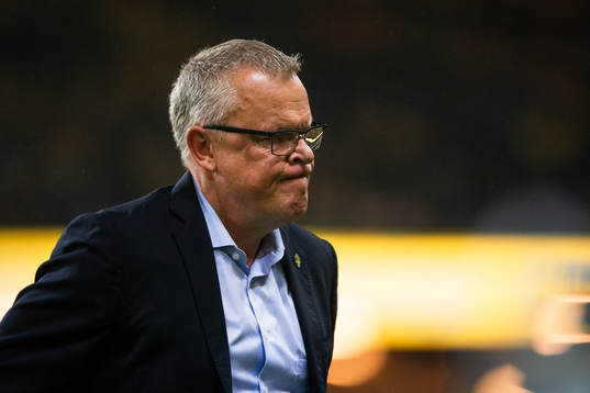 Janne Andersson, head coach of Sweden looks dejecetd