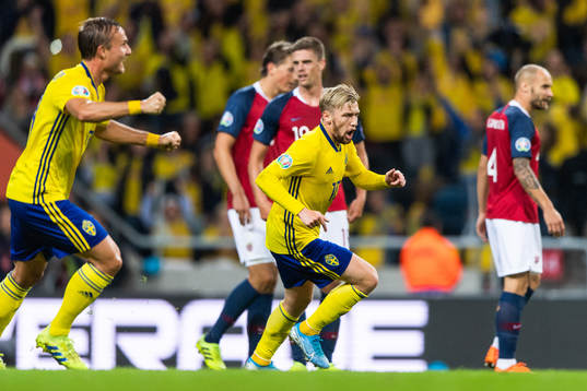 Emil Forsberg of Sweden celebrates