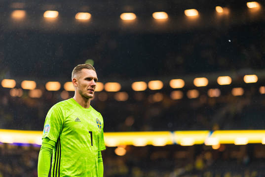 Goalkeeper Robin Olsen of Sweden looks dejected
