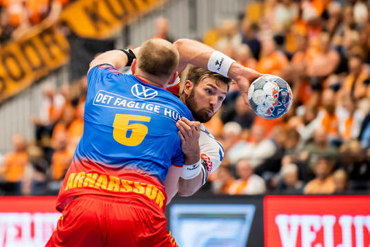 Kristianstads Helge Freiman +och GOG Arnar Freyr Arnarsson