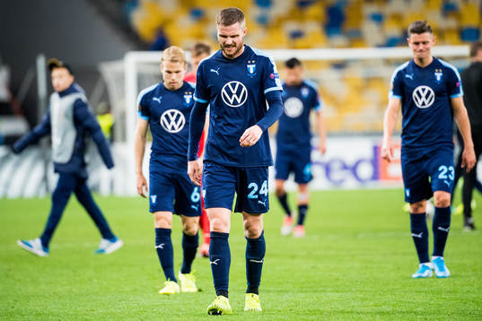 Lasse Nielsen of Malmö FF looks dejected