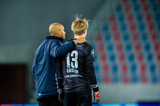 Adam Larsen Kwarasey of Vålerenga and Kristoffer-August