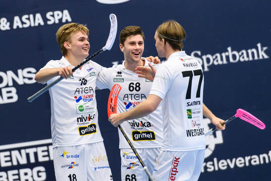 Växjös Philip Fox (v) och Simon Zetterling (h) jublar med