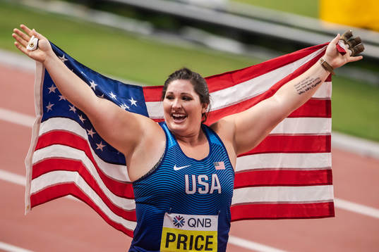 DeAnna Price of USA celebrates