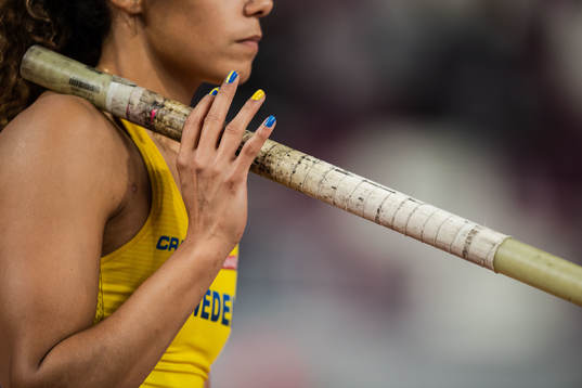 The hand of Angelica Bengtsson of Sweden