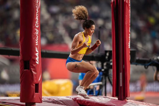Angelica Bengtsson of Sweden celebrates