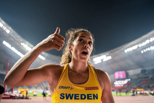 Angelica Bengtsson of Sweden celebrates