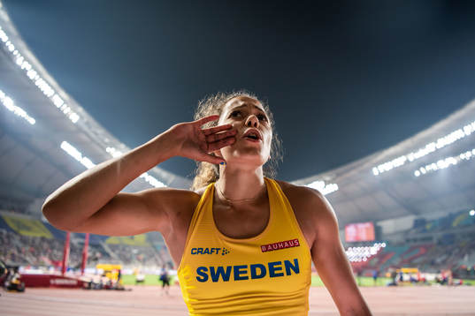 Angelica Bengtsson of Sweden celebrates