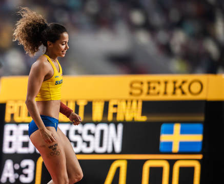 Angelica Bengtsson of Sweden celebrates