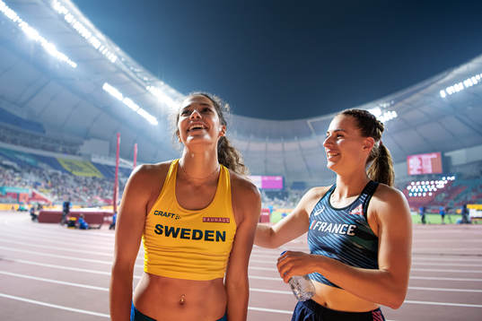 Angelica Bengtsson of Sweden and Ninon Guillon-Romarin of