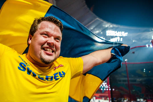 Daniel Ståhl of Sweden celebrates