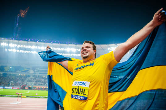 Daniel Ståhl of Sweden celebrates