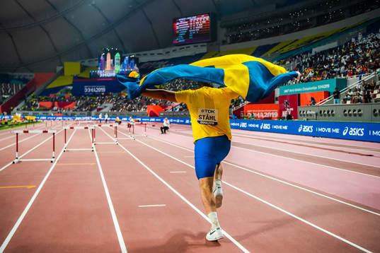 Daniel Ståhl of Sweden celebrates