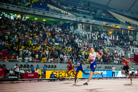 Karsten Warholm of Norway celebrates