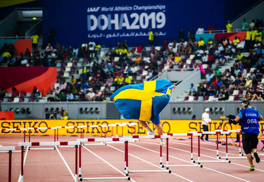 Daniel Ståhl of Sweden celebrates