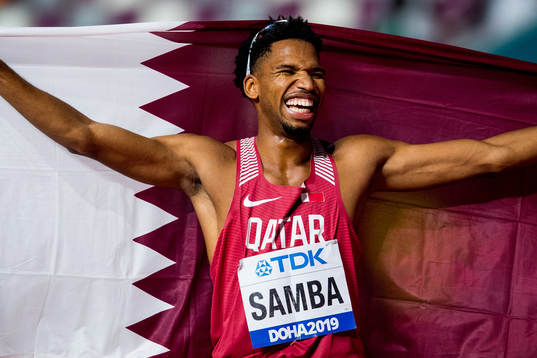 Abderrahaman Samba of Qatar celebrates