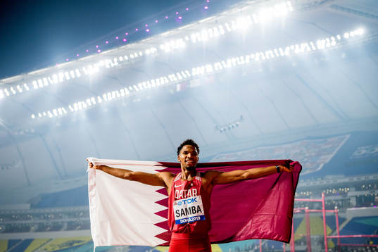 Abderrahaman Samba of Qatar celebrates