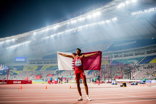 Abderrahaman Samba of Qatar celebrates