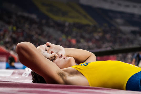 Armand Duplantis of Sweden looks dejected when competing in