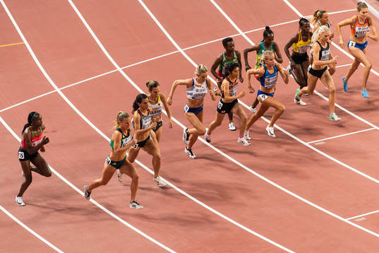 Karoline Bjerkeli Grøvdal of Norway (fifth from the left)