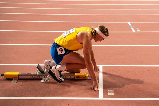 Fredrik Samuelsson of Sweden in men's 400 meter decathlon