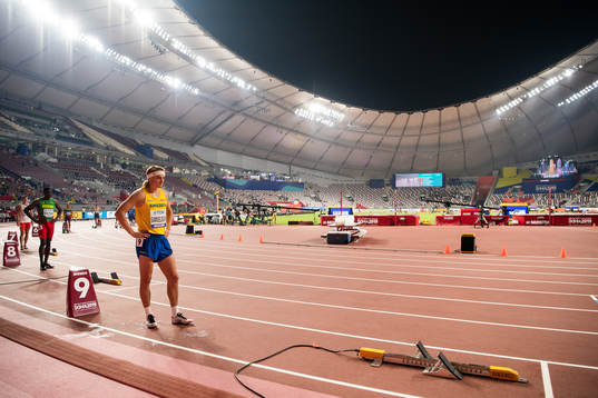 Fredrik Samuelsson of Sweden in men's 400 meter decathlon