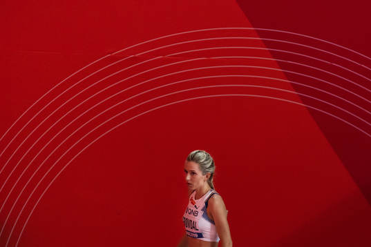 Karoline Bjerkeli Grøvdal of Norway looks dejected