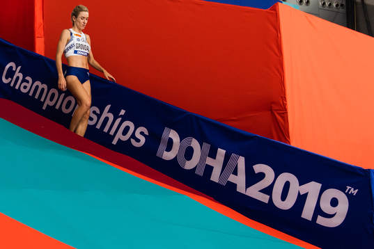 Karoline Bjerkeli Grøvdal of Norway looks dejected