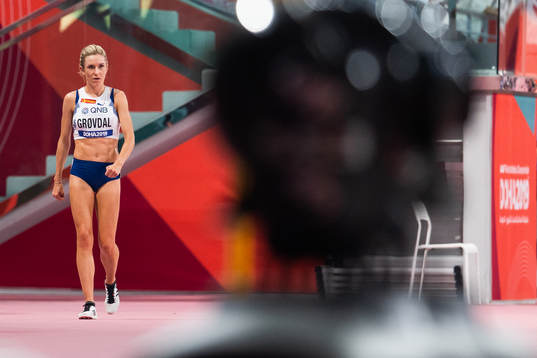 Karoline Bjerkeli Grøvdal of Norway looks dejected