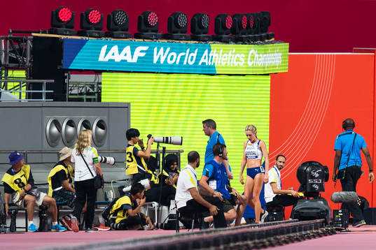 Karoline Bjerkeli Grøvdal of Norway looks dejected