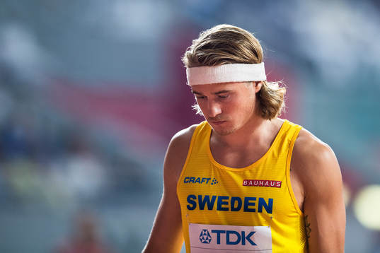 Fredrik Samuelsson of Sweden looks dejected when competing