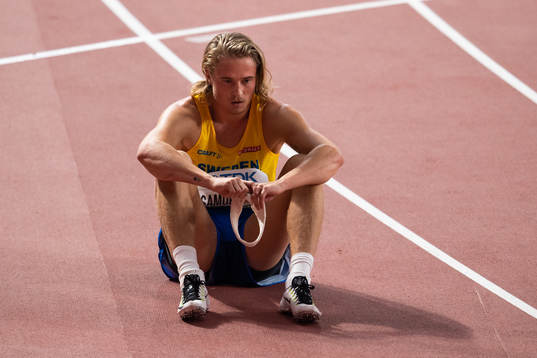 Fredrik Samuelsson of Sweden looks dejected