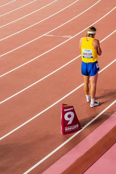 Fredrik Samuelsson of Sweden in men's 400 meter decathlon