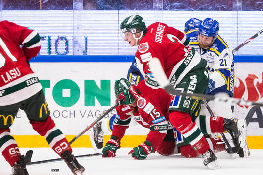 Frölundas Jacob Moverare och Leksands Mattias Ritola i