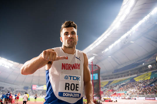 Martin Roe of Norway reacts when competing in men's discus