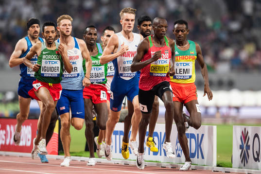 Filip Ingebrigtsen of Norway and Teddese Lemi of Ethiopa