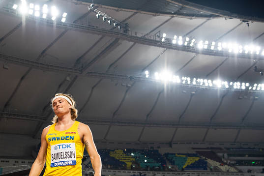 Fredrik Samuelsson of Sweden looks dejected when competing