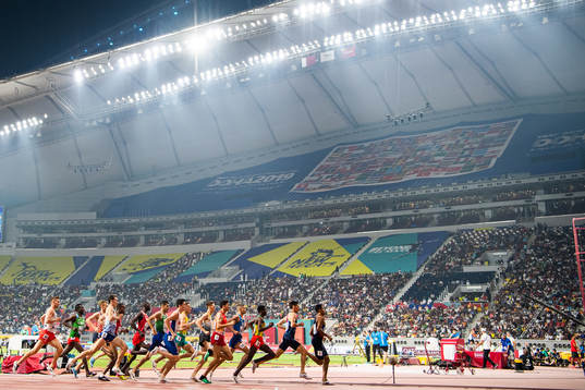General view of Khalifa International Stadium when Jakob