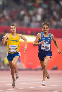 Kalle Berglund of Sweden and Craig Engels of USA compete in