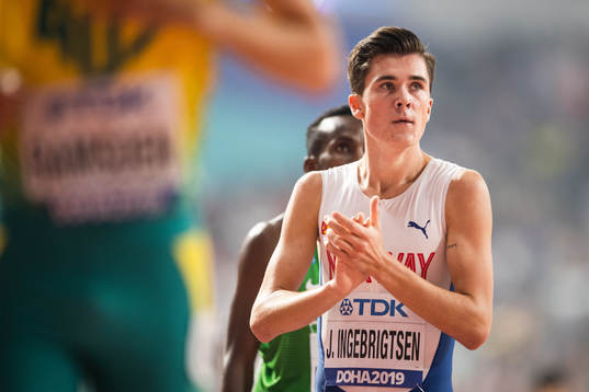 Jakob Ingebrigtsen of Norway reacts
