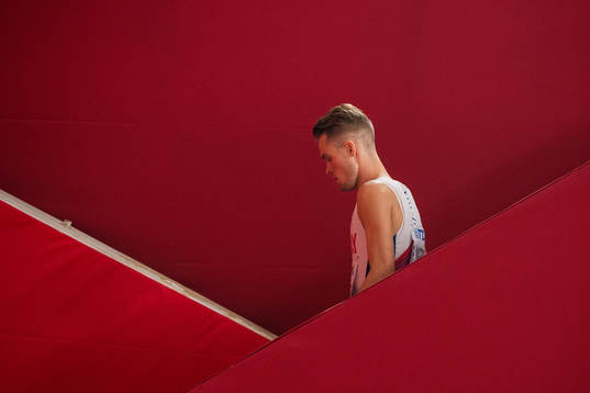 Filip Ingebrigtsen of Norway looks dejected