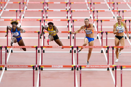 Nia Ali, USA, Danielle Williams, Jamaica, Nadine Visser,
