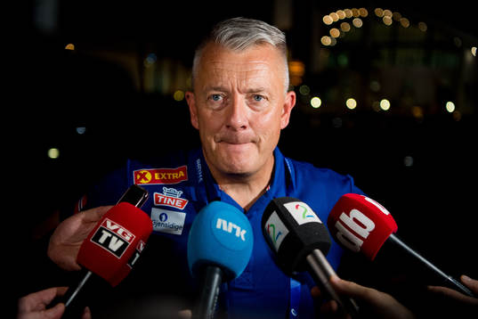 Gjert Ingebrigtsen, coach of Norway, talks to media