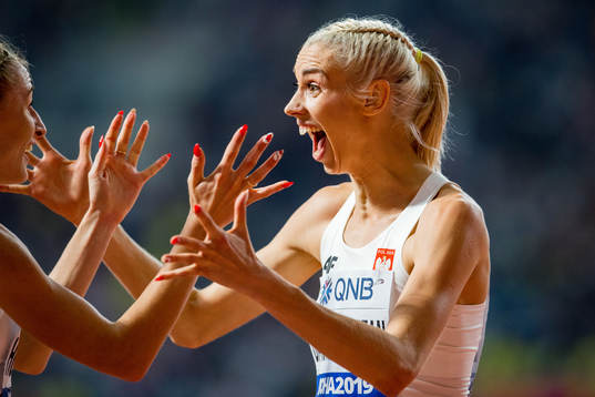 Iga Baumgart-Witan of Poland reacts