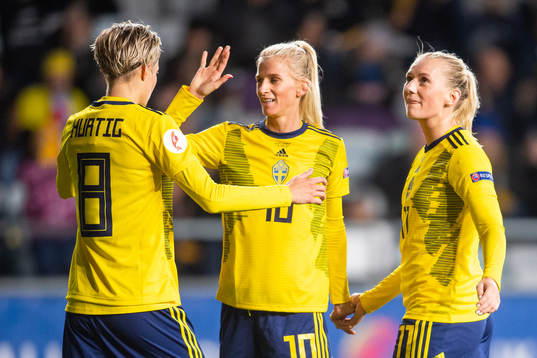 Lina Hurtig, Sofia Jakobsson and Stina Blackstenius